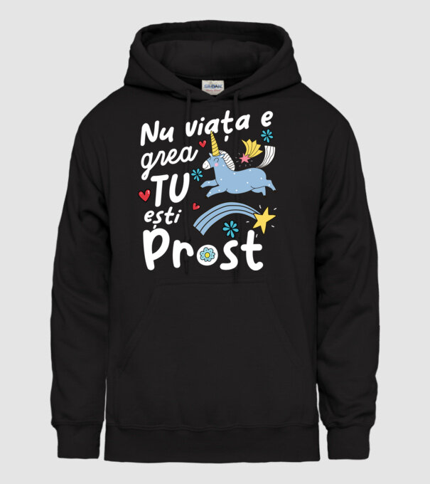Nu viața e grea, tu ești prost model negru pe tricou