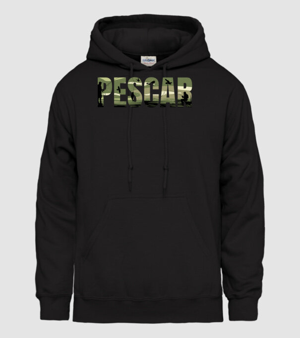 PESCAR model negru pe tricou