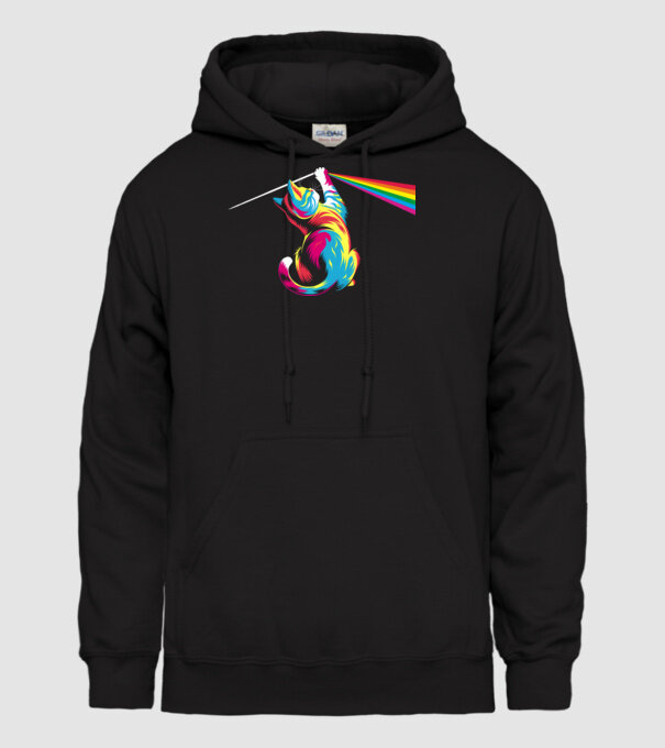 Pisica prismă model negru pe tricou