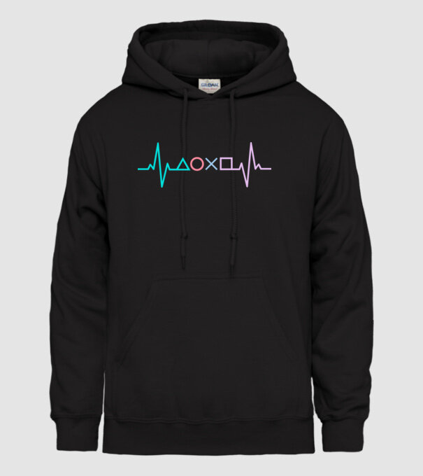 Playstation Symbols EKG model negru pe tricou