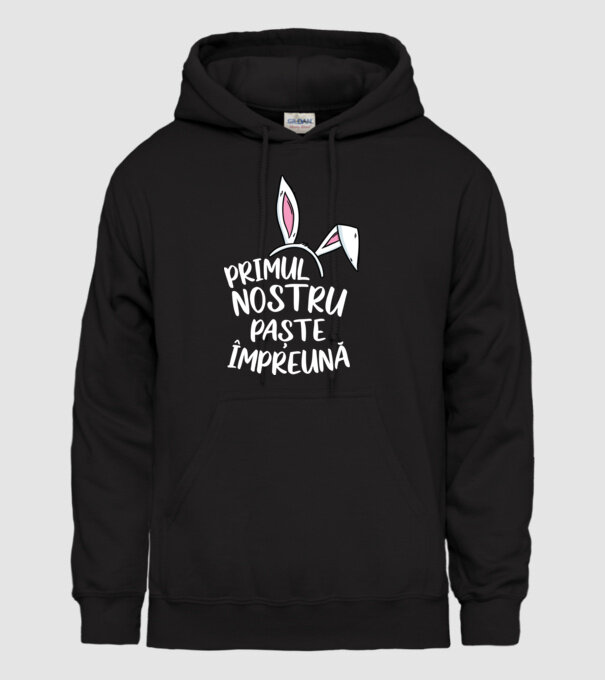 Primul nostru Paște împreună model negru pe tricou
