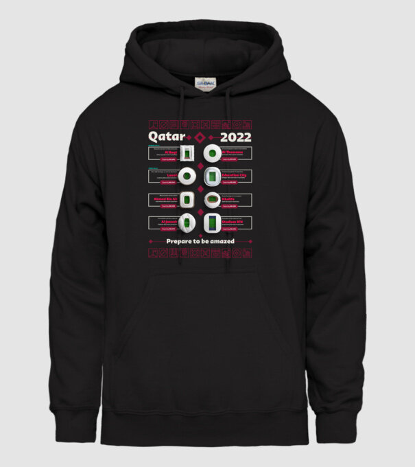 Qatar 2022 Stadiums model negru pe tricou