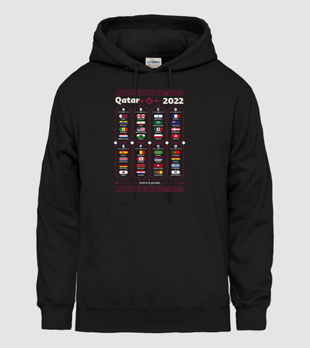 Qatar 2022 teams - groups model negru pe tricou