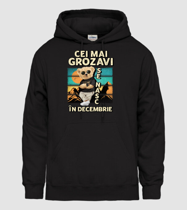 RETRO teddy DECEMBRIE model negru pe tricou