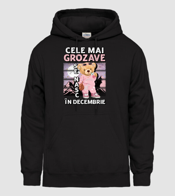 RETRO teddy fetişcană DECEMBRIE model negru pe tricou