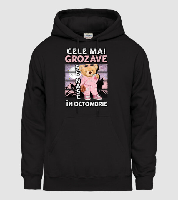 RETRO teddy fetişcană OCTOMBRIE model negru pe tricou