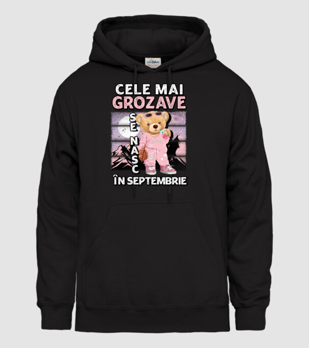 RETRO teddy fetişcană SEPTEMBRIE model negru pe tricou