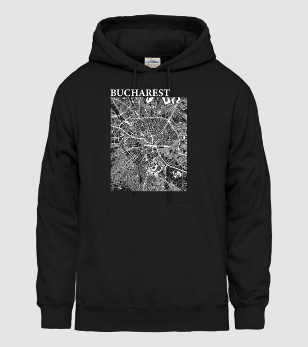 România Bucharest map model negru pe tricou