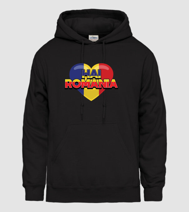 Romania heart model negru pe tricou