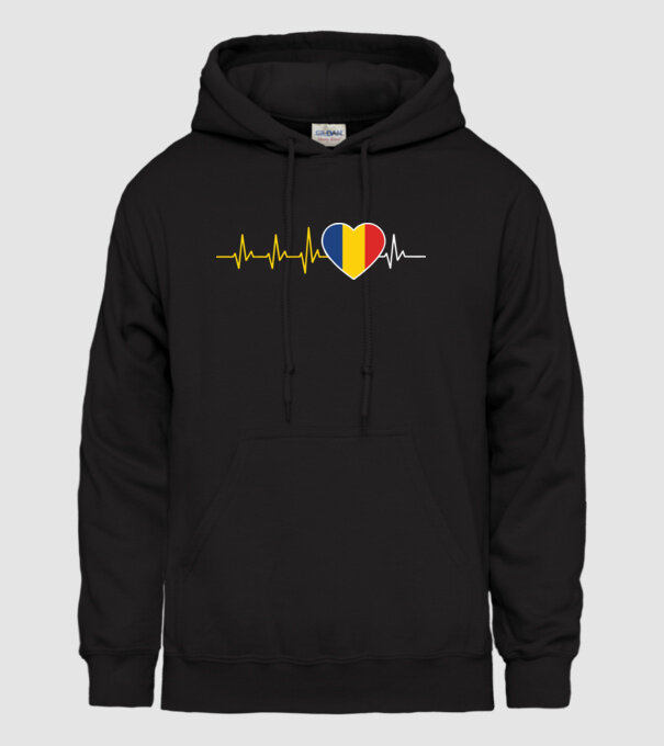 România heartbeat model negru pe tricou