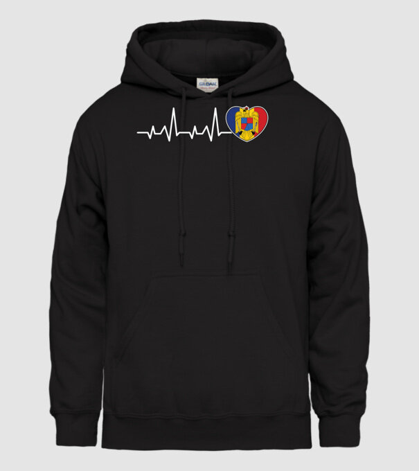 ROMANIA heartbeat model negru pe tricou