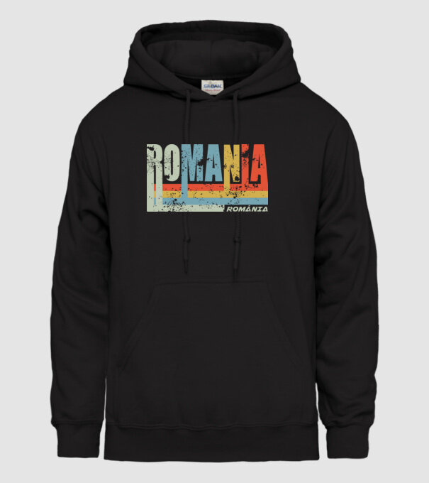 România retro model negru pe tricou