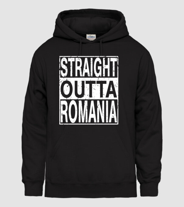 România straight outta model negru pe tricou