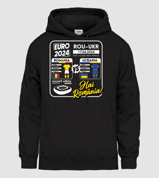 ROU-UKR euro 2024 calendar model negru pe tricou