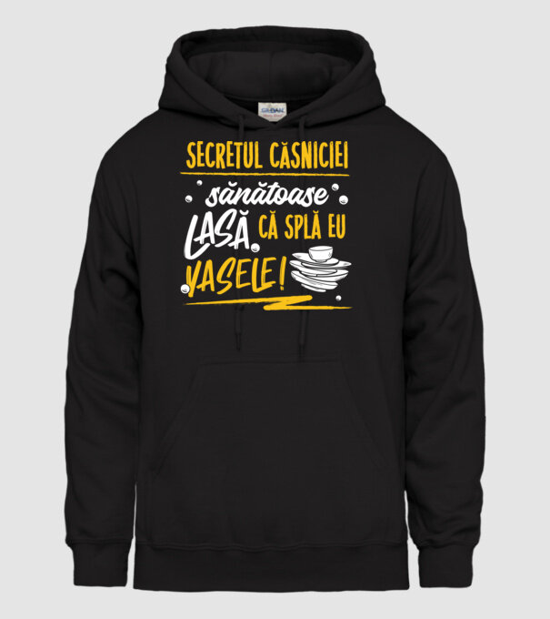 Secretul căsniciei sănătoase model negru pe tricou