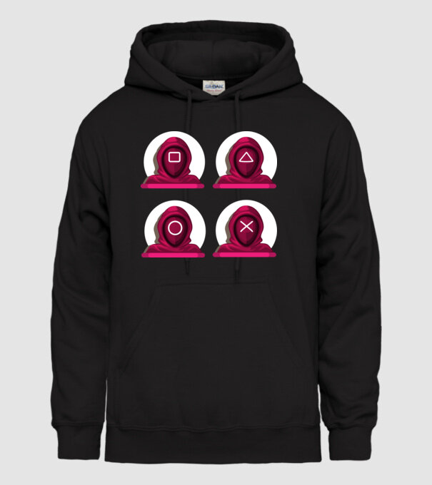 squid game characters model negru pe tricou