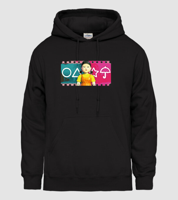 squid game drawing model negru pe tricou