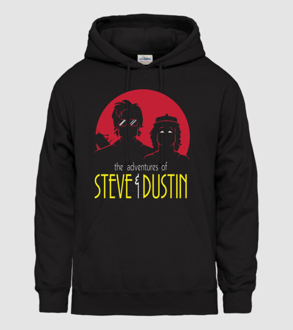 steve and dustin model negru pe tricou