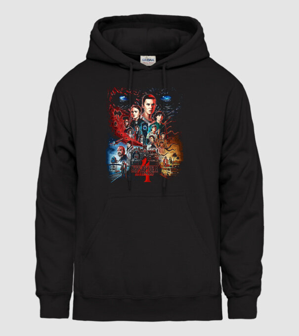 stranger things poster model negru pe tricou