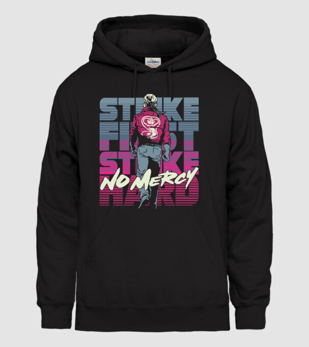 Strike first strike hard neon model negru pe tricou