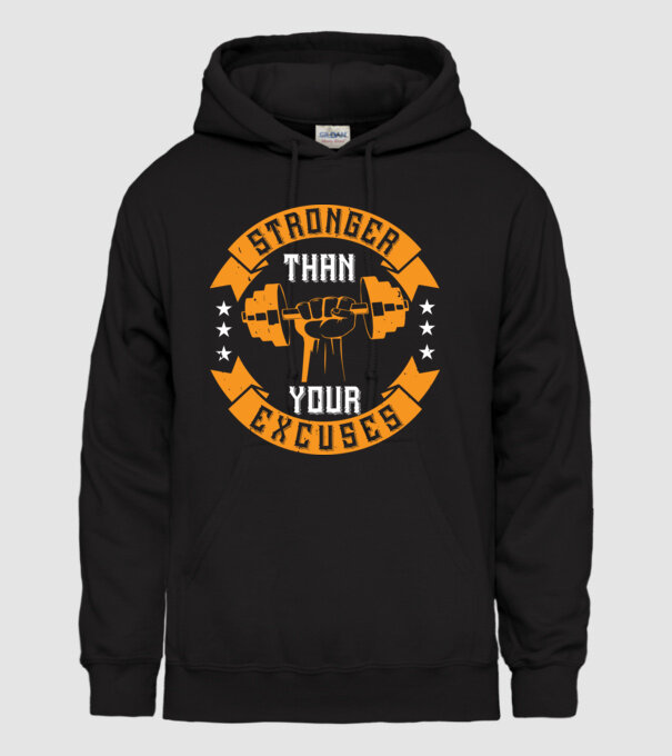 stronger than your excuses model negru pe tricou