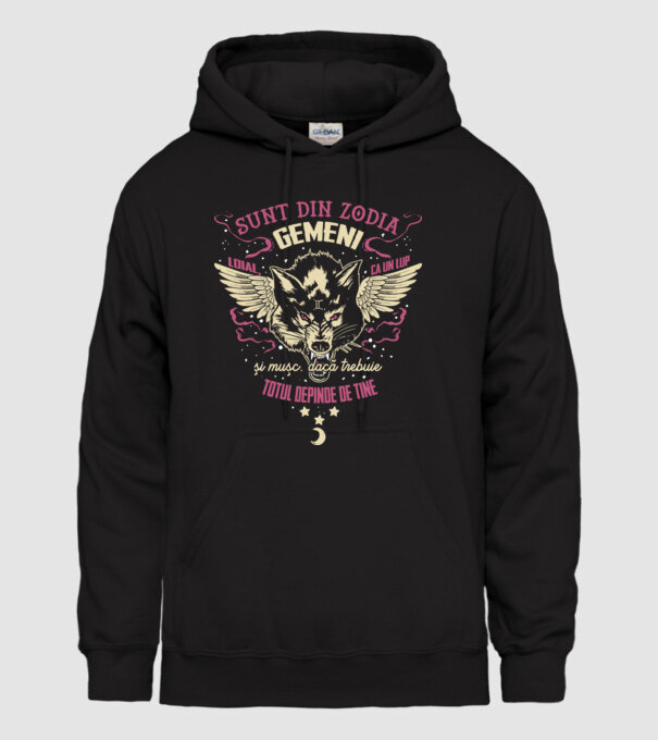 GEMENI model negru pe tricou