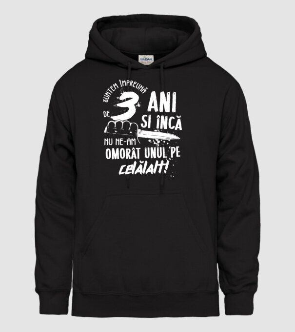 Suntem împreună de 3 ani model negru pe tricou