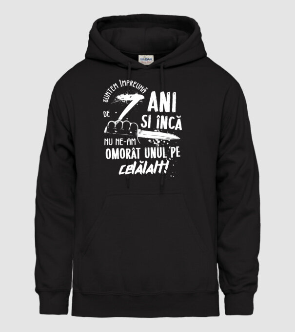 Suntem împreună de 7 ani model negru pe tricou