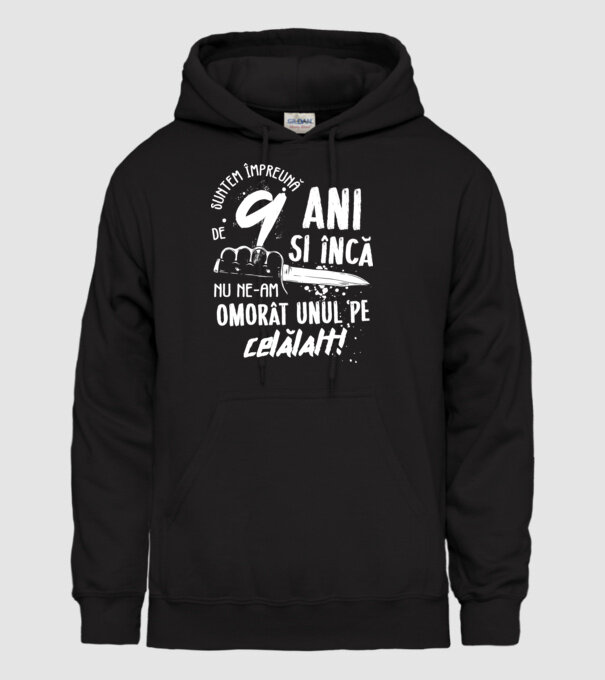 Suntem împreună de 9 ani model negru pe tricou