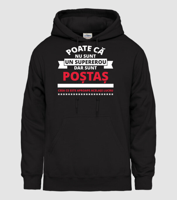 Supererou poştaş model negru pe tricou