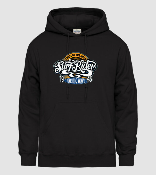 Surf Rider model negru pe tricou
