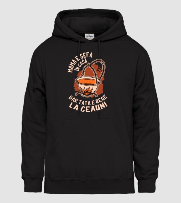 Mama e șefa în casă, dar tata e rege la ceaun! model negru pe tricou