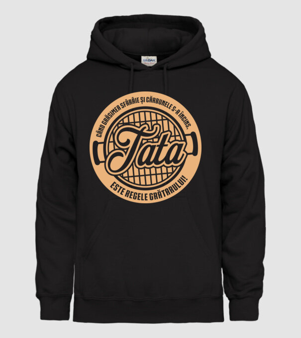 Când grăsimea sfârâie și cărbunele s-a încins, tata este regele grătarului! model negru pe tricou