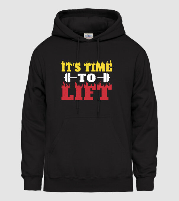 Time to lift model negru pe tricou