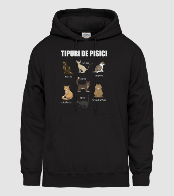 Tipuri de pisici model negru pe tricou