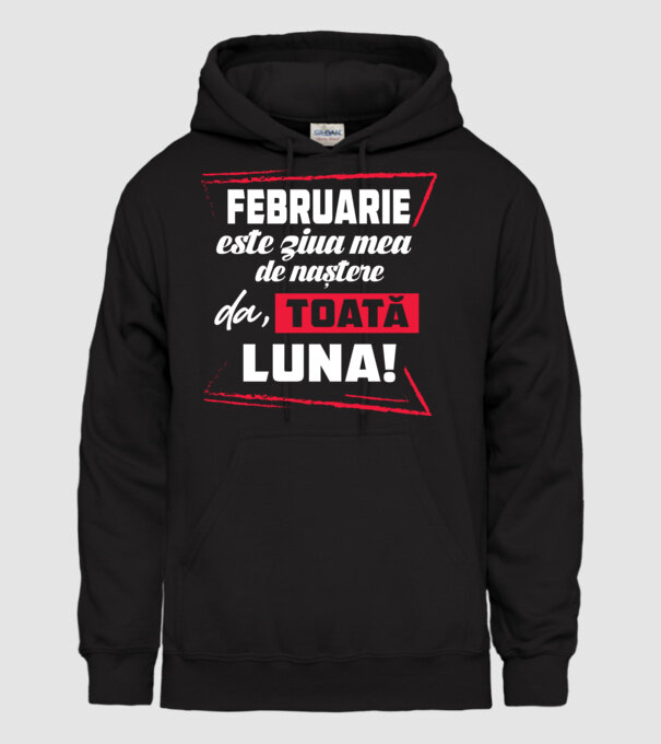 Toată luna FEBRUARIE model negru pe tricou
