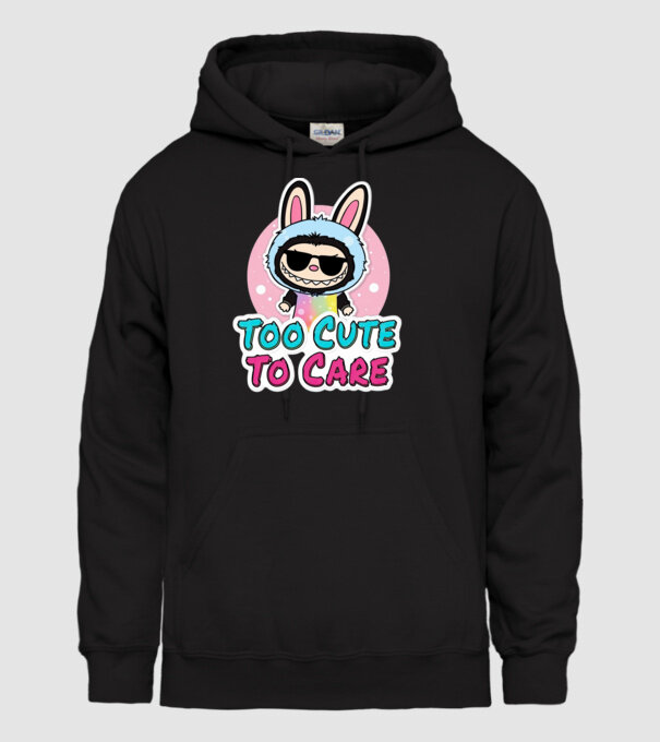 Too cute to care model negru pe tricou