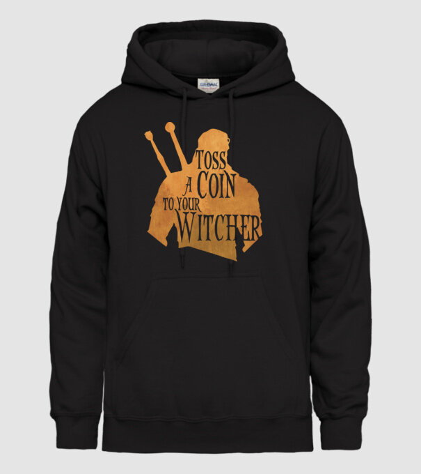 Toss a Coin to your Witcher model negru pe tricou