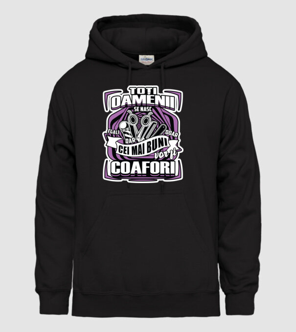 Toți oamenii coafori model negru pe tricou