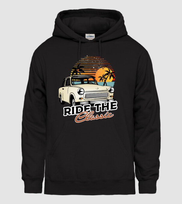 Trabant Ride The Classic model negru pe tricou