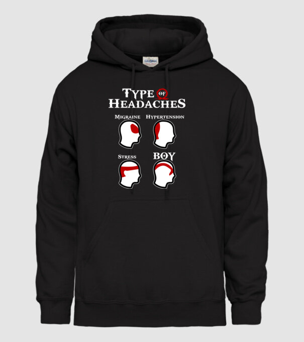 Type of Headaches - God of War model negru pe tricou