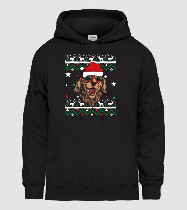 Ugly sweater dog model negru pe tricou