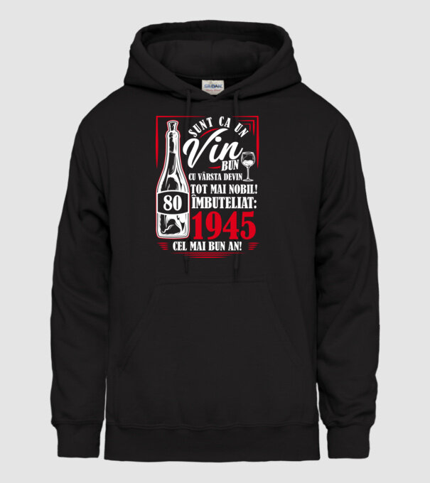 Un Vin Bun 1945 - Negru model negru pe tricou