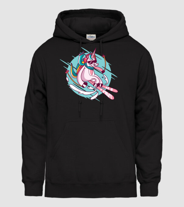 Unicorn ski model negru pe tricou