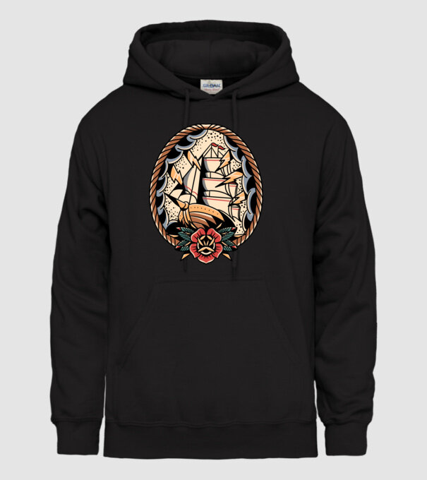 Vapoare model negru pe tricou