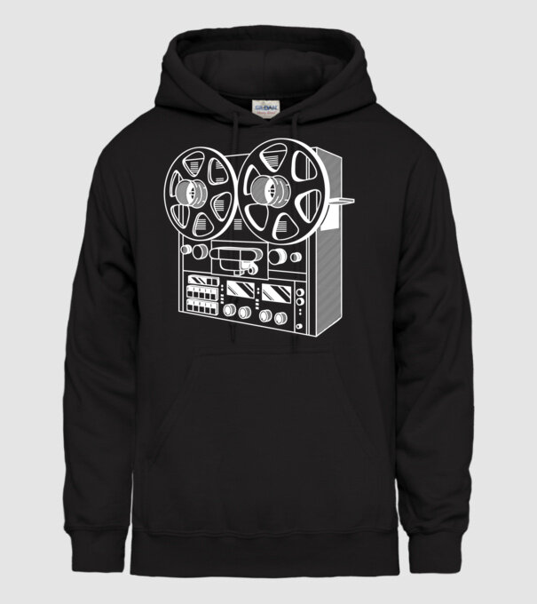 Vintage Reel to Reel Recorder model negru pe tricou