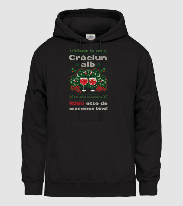 Visez la un Crăciun alb dar dacă se termină, Roșu este de asemenea bine! Negru model negru pe tricou