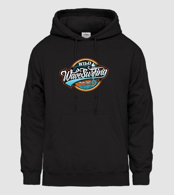 WaveSurfing model negru pe tricou
