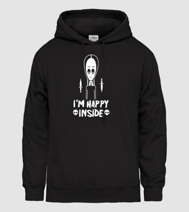 WEDNESDAY Happy inside model negru pe tricou
