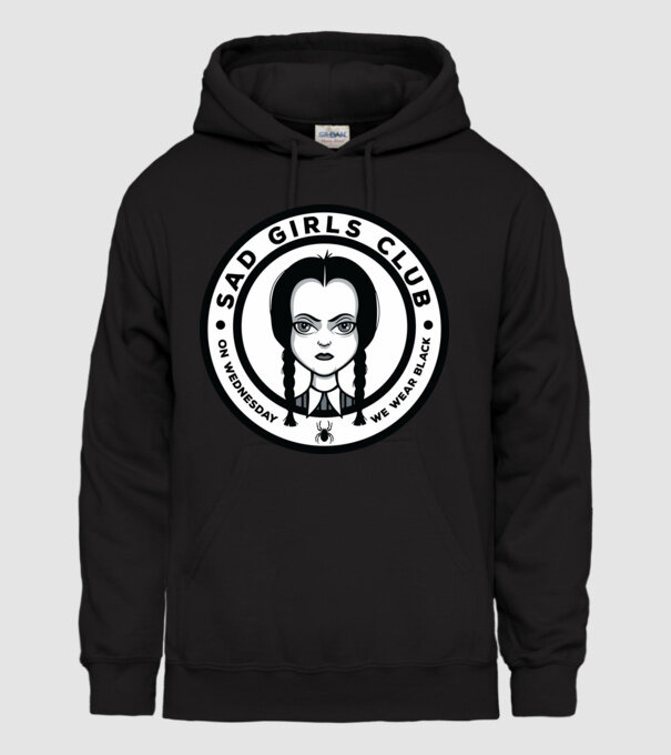 WEDNESDAY Sad Girls Club model negru pe tricou